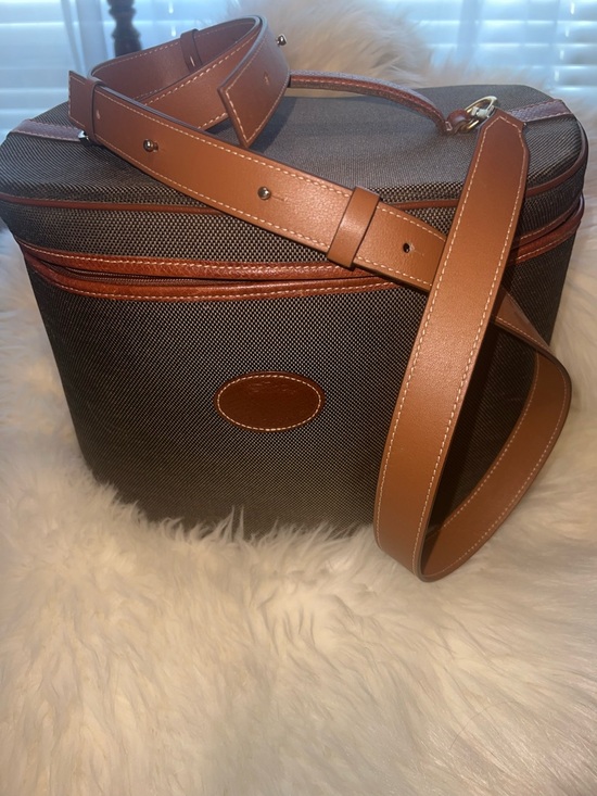 Longchamp Handbags - Vintage 90s Longchamp  Le Pliage Country Estate Cognac & Moss Vanity Train CBK